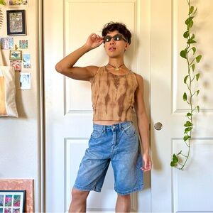 Vintage Y2K Brown Tie-Dye Tank Top
